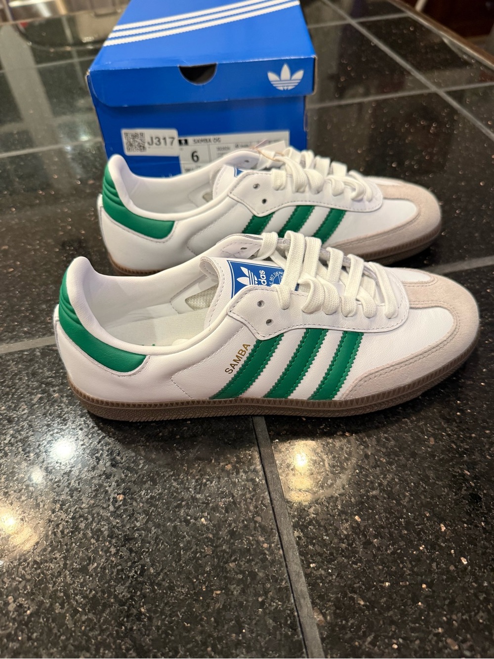 Adidas Samba OG White Green Suede Leather Sneakers IG1024 Men’s Size 6 NWT